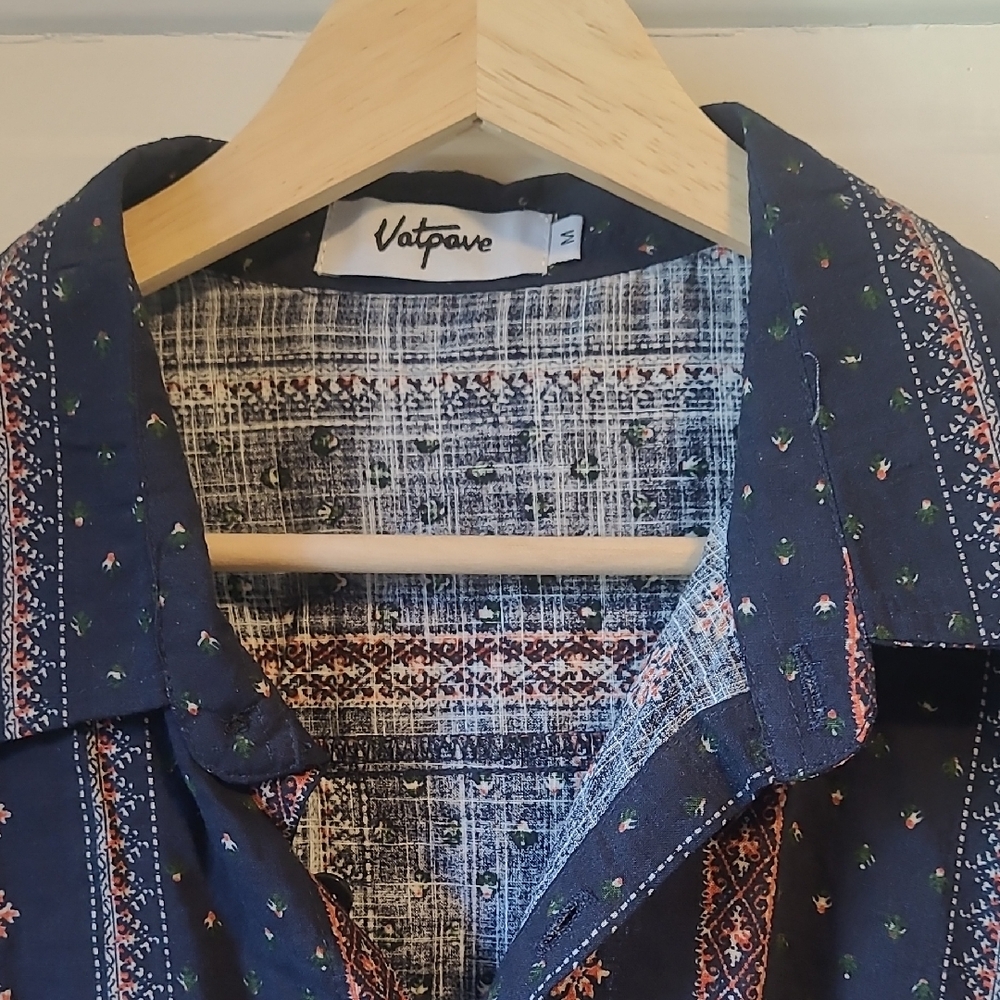 Vatpave Navy Patterned Shirt
